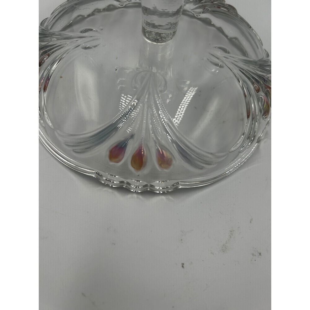 Mikasa Crystal Iris Pedestal Candy Dish Iridescent Glass Compote Germany 7"